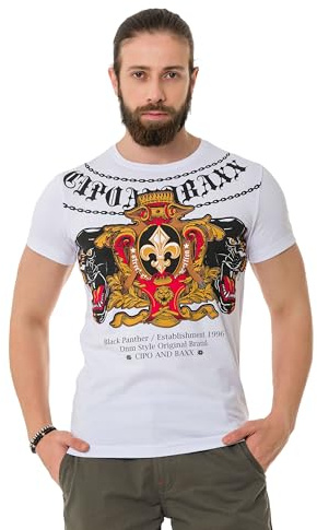 Cipo & Baxx Herren T-Shirt 100% Polyester Atmungsaktiv & Stylisch Perfekt für Alltag & Freizeit (DE/NL/SE/PL, Alphanumerisch, XL, Regular, Regular, Weiss)