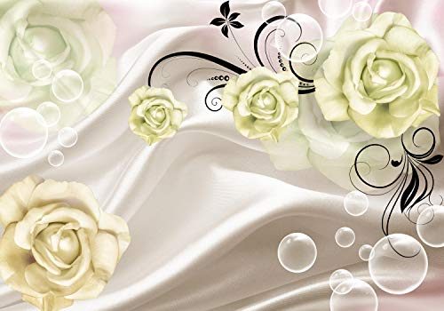 wandmotiv24 Fototapete gelbe Blüten Stofftuch, 200 x 140cm - selbstklebende Vliestapete 150g, Wanddeko, Wandbild, Wandtapete, Blumen, Rosen-Blüte, abstrakt M1209