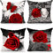Kissenbezug 45x45 4er Set Rote Rose Kissenhülle Dekokissen Kissenbezüge Couchkissen Deko Sofakissen Wohnzimmer Zierkissen für Bett Garten Schlafzimmer