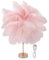 Schnurlose Tischlampen, Light Touch Control Schreibtischleuchte, Wiederaufladbare Laternen LED Nachttischlampe, Straußenfeder Nachtlicht, Schlafzimmerlampe (Rosa)