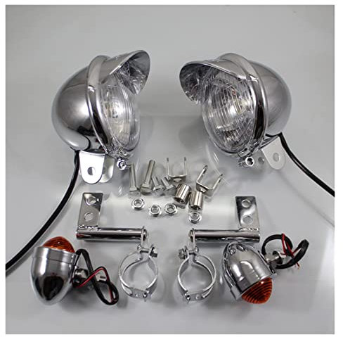 DIOTTI Motorrad Blinkeranzeige Chrom Schwarz Universal Motorrad Fahren Nebelscheinwerfer 33-43 MM Gabelrohre Motorrad Blinker Vorne Anzeige (Farbe : B)