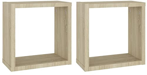 Homgoday Wandregal Würfel 2 Stück Eiche Sonoma 30 x 15 x 30 cm, Wandregal, Wandregal, bewegliches Wandregal zum Aufhängen, Regal für Wohnzimmer, Büro, Schlafzimmer