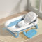 HJDSUDU Faltbare Babybadewanne, Baby Bather, zusammenklappbare Babybadewanne, mit Badematte, Badenetz und Thermometer, für Neugeborene/Kleinkinder/Kleinkinder,Blau