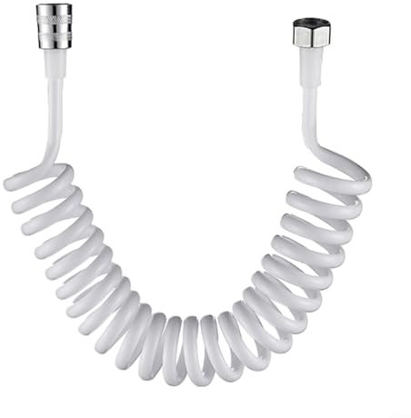 Tubo Flessibile a Molla per Bagno, Telescopico Tubo Doccia Molla a Spirale Flessibile per Doccette, WC, Soffione Doccia, Idraulico, Bidet, Spruzzatore (5 Metri, Bianco)