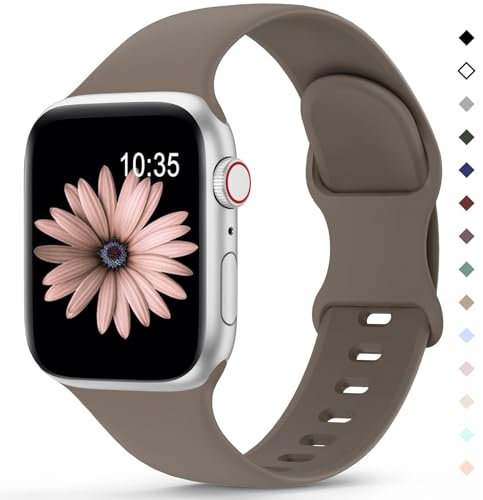 Higgs Silikon Armband Kompatibel mit Apple Watch Armband 38mm 40mm 41mm 42mm 44mm 45mm 46mm 49mm Damen Herren, Weich Sport Ersatz Armbänder für iWatch se Series 10 9 8 7 6 5 4 3 2 1 Ultra,Tonbraun