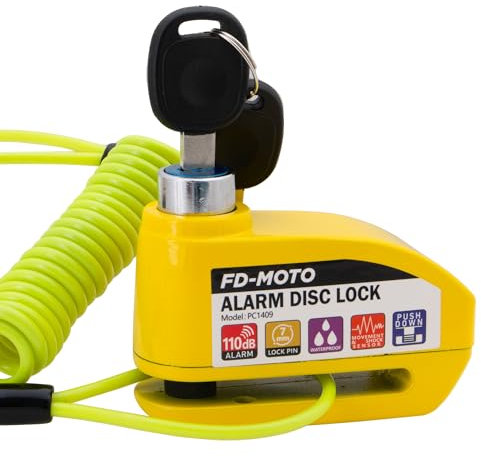 FD-MOTO Alarm Disc Lock & Reminder Cable Yellow