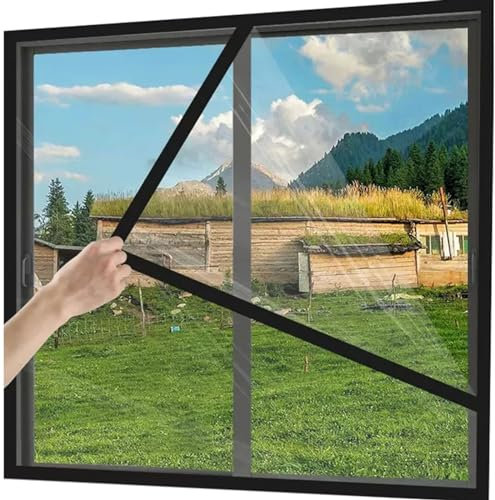AiChen 115x140cm Película Aislante para Ventanas Transparente Reutilizable Envoltura para Ventanas para Película Retráctil Aislante de EVA Cálida para Ventanas, Transparente,Negro