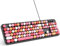 MOWUX Clavier d'ordinateur filaire, Plug and Play, clavier rond rétro USB pour machine à écrire, clavier filaire pleine taille avec supports pliables pour ordinateur portable et PC de bureau - Noir