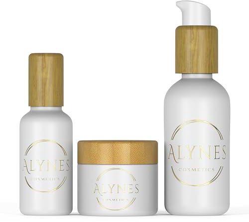 Alynes Set 3 in 1 Creme - Serum - Augenkontur - Skin Care Kit Gesicht Anti-Falten Feuchtigkeitsspendend mit Hyaluronsäure Schneckenschleim Aloe Vera Vitamin E C Sheabutter für Damen und Herren Made in