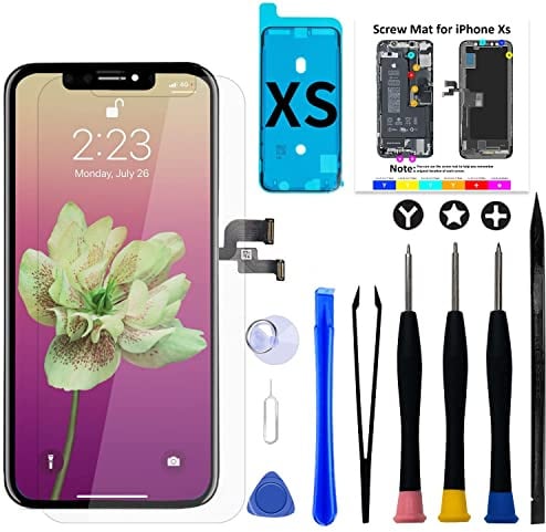 OLED Display für iPhone Xs, 5,8 FHD COF Bildschirm Touchscreen Digitizer | FHD LCD, feines sensibles Touch, stabil langlebig, 3D Touch, Reparaturset, Schutzglas und Dichtung für Bildschirmreparatur