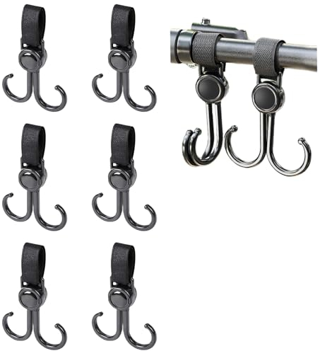 Kinderwagen Haken Taschenhaken,2 Stück Buggy-Clips Träger Kinderwagen Haken,Klettverschluss Kinderwagen Haken für Handtaschen Doppelhaken drehbar Universeller Passform