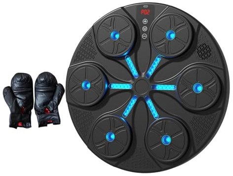 Baoblaze Boxen Maschine Sport Musik, Boxen Ziel Sandsack Musik mit Handschuhen, Bluetooth Music Elektronischer Boxer, Bluetooth Intelligente Boxmaschine für Kinder Erwachsene Sanda Taekwondo, Schwarz