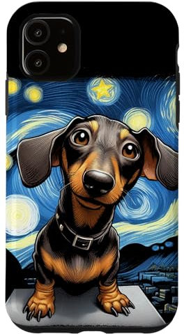 iPhone 11 Funny Dachshunds Sausage Dogs in a Starry Night Case
