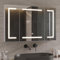 DICTAC Armoire Toilette Miroir avec éclairage LED et Prise 100x13.5x60cm Métal Armoire de Toilette avec Miroir,Armoire Miroir Salle de Bain avec étagère Réglable,3 Couleur Lumiere
