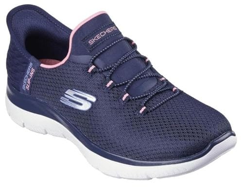 Skechers Summits Diamond Dream, Zapatillas Mujer, Navy Mesh/Pink Trim, 38 EU Ancho