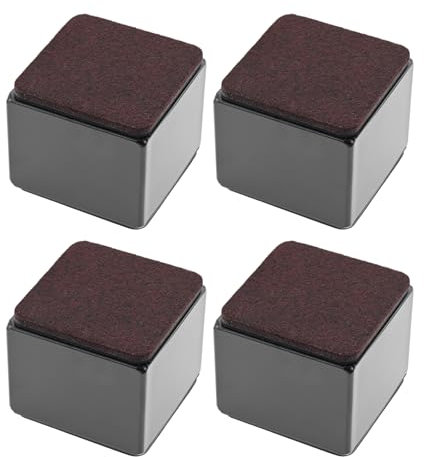 bowarepro 4 Stück Karbonstahl Möbelerhöhung 5 cm Hoch, Selbstklebende Möbelerhöhung, 60x52mm, Möbelfüße zum Kleben, Möbelerhöher für Sofa Tisch Schrank Bett Schreibtisch Erhöhung (Schwarz/Quadrat)
