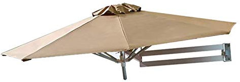 CAFIEDR Patio Umbrella Large Wall Mounted Aluminum Cantilever Parasol, 8ft Tilting Patio Umbrellas with 8 Ribs, Garden/Pool/Outside Polyester Shade Canopy (Khaki)