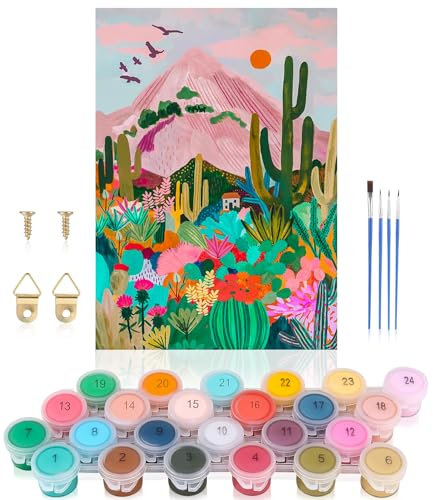 Bixury Peinture par Numéros pour Adulte Enfant DIY Peinture à l'huile Paint by Numbers Kit de Peinture à l'huile Sur Toile Bricolage Débutants Sur Toile 50 × 64 cm avec Peintures et Pinceaux