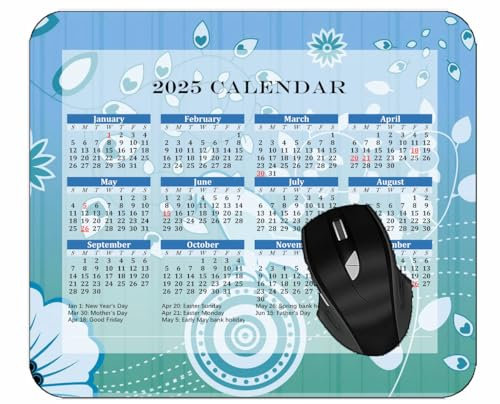 YENDOSTEEN 2025 Kalender Mauspad mit Rutschfester Gummiunterseite,Biene Blume Pollen rosa Computer Zubehör Mauspad,Büro Desktop Mauspad