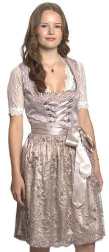 Wiesnstern - Dirndl Adele Rosé | Traditionelles Bayerisches Dirndl | Hochwertige Verarbeitung | Trachtenmode für Damen (DE/NL/SE/PL, Numerisch, 42, Regular, Regular, Rosé)