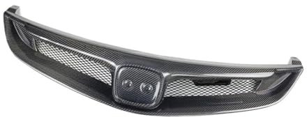 Parrilla delantera automática Racing Grills coche parachoques superior capó malla cuerpo kit accesorios ABS fibra carbono rejilla compatible for Honda Civic 2006-2011(Carbon Fiber Look)