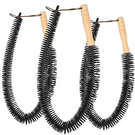 COLLBATH 3 Piece Radiator Brush Cleaner Kit 74cm Long Reach Dense Bristles Wood Handle for Vent Dryer and Machine Cleaning
