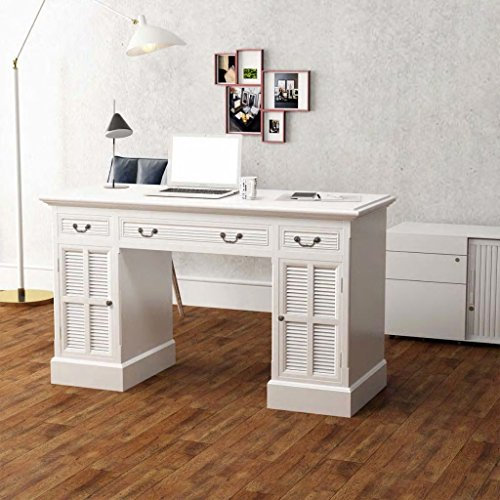 Brokky Schreibtisch Sekretär Weiß 140 x 48 x 80 cm Homeoffice Schreibtisch Study Table BüRotisch Schlafzimmerschreibtisch