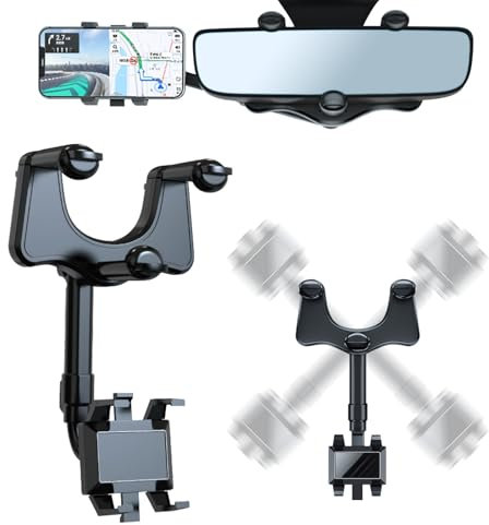 BOCHENG Auto Rückspiegel Handyhalterung Spiegel 360 ° Drehbare Rückspiegel Telefonhalter Universal Einziehbarer Handyhalter für Alle Smartphone