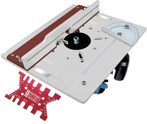 Router Table Insert Plate Set of 3, Woodworking Milling Table Insert Plate with Backing Push Plate and 180° Angle Gauge, for Woodworking Table Saw Trimmer Engraving Machine