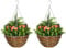 Outsunny Pack of 2 Faux Plant Artificial Lisianthus Flowers Hanging Planter with Basket for Indoor Decoration, Orange
