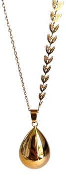 Générique Collier Bola de Grossesse Plaqué or jaune, Pendentif Goutte avec Chaîne Feuilles, cadeau femme enceinte