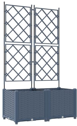 vidaXL Jardinière avec Treille 2 pcs Grise 80x40x143 cm
