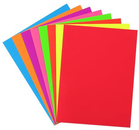 QUARKZMAN Leuchtpapier im Dunkeln 40 Blatt Blanko Neon-Karton 8x11 Zoll 250gsm Fluoreszierendes Schwarzlicht-Papier für Party-Tanzfläche