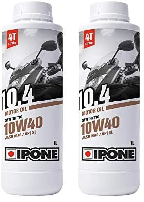 IPONE – Huile Moto 4 Temps 10W40 10.4 - Lubrifiant Optimale Semi-Synthétique – Usage Régulier - Protection du moteur - Bidon 1 Litre (Lot de 2)