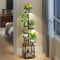 Round Plant Stand Indoor with Grow Light, 6-Tiered Tall Plant Stand Indoor, Metal Plant Shelf with Hanging Basket Hook and Adjustable Light, Ideal for Living Room, Garden, Patio (Round)