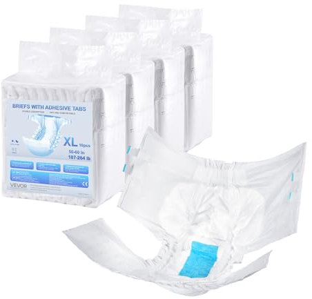 VEVOR Mutandine per Incontinenza per Adulti, Mutande Protettive ad Alto Potere Assorbente, Pannolini Monouso con 3D Protezione e Indicatore di Umidità, Taglia XL, 40 Pezzi, 4 Confezioni da 10