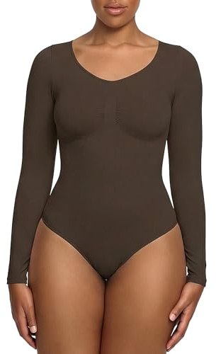 creamy fabrics Shapewear Damen Bauchweg Langarm Body mit Slip stark formend | Body Shaper Damen mit langen Ärmeln und weichem Stretch für glatte Looks unter Kleidern Hosen Jumpsuits und festliche Outfits