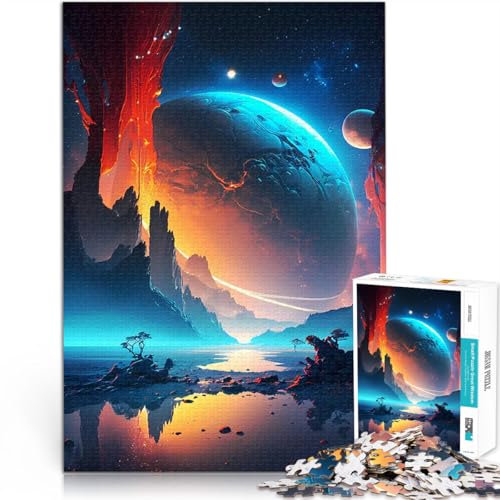 Puzzle für Jugendliche 1000 Teile Familienspiel zum Stressabbau, schwierige Herausforderung Vulkan Planet Oasis Gutes Geschenk50x70cm