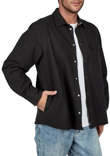 riverso Overshirt Herren Langarm Hemd Regular Fit RIVVincent Flanellhemd | Kariert Einfarbig Baumwolle Schwarz Beige Weiß S M L XL XXL 3XL 4XL 5XL