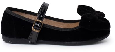 Pisamonas Ballerine Velluto Fiocco Grande Cinturino Vernice Misurare 30 Colore Nero