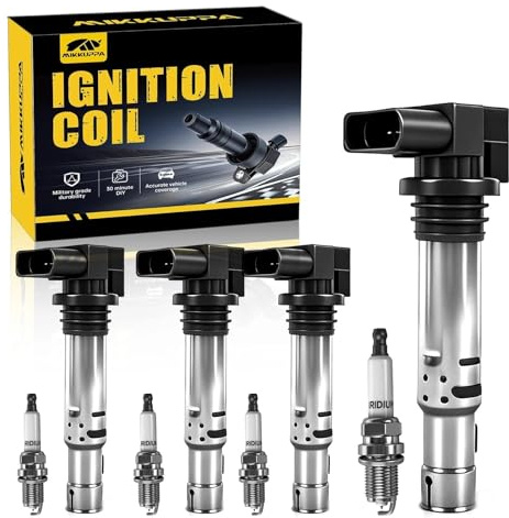 MIKKUPPA Zündspule Set 4 Stück mit Zündkerzen passend für | Audi A1 A3 1.4T VW Polo Golf 1.4T 1.6L Skoda 1.4T ersetzt 036905715F 036905715G 036905100A 0986221023