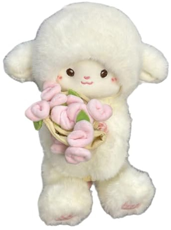 Generico hugged Furry Ewe Figur - 11,81 Zoll Beautiful Rabbit Cotton Filling Cushion Room Ornament | Convertible Cap Blossom Design, Snuggling Child Kids Family Friends Children Bedroom Present