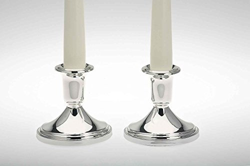 Dekolust 2er Set Kerzenleuchter Silber 8 cm hoch 1-armig einflammig Kerzenhalter Kerzenständer versilbert