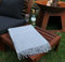 heimtexland Premium Sommer Wohndecke Karo mit Fransen in Stone 200x150 cm kuschelig weich & leicht Picknickdecke Kuscheldecke Natural grau-braun Decke Typ533
