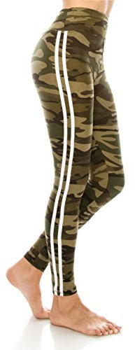 ALWAYS Damen High Waist Yoga Leggings - Print Premium Soft Stretch Workout Pants - Grün - Einheitsgröße