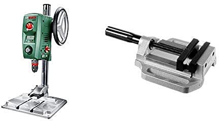 Bosch Home and Garden Trapano a Colonna per Acciaio e Legno, 710 W, Verde13 mm e 40 mm + Morsa Professionale MS 100 G, 100 mm