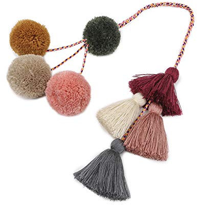 iSpchen Handgemachte Bunte Böhmische Quaste Pom Pom Ball Handtasche Tasche Geldbörse Zubehör Charms Keychain Schlüsselanhänger Regenbogen Hairball Damen EINWEG