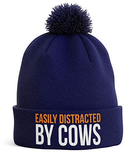 Purple Print House Beanie Hat Berretto, Bobble Blu Navy, Taglia Unica Uomo