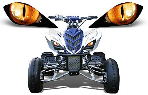 AMR Racing ATV-Scheinwerfer-Grafik-Aufkleber, kompatibel mit Yamaha Raptor 700/250/350, Eclipse Orange