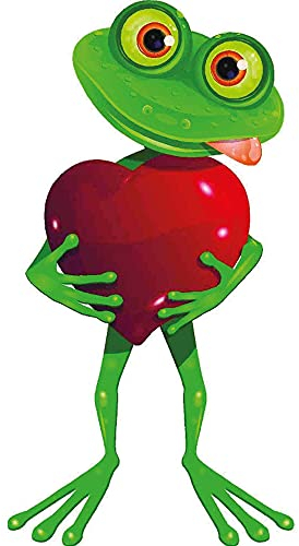 kleberio Aufkleber Sticker Frosch mit Herz selbstklebend Autoaufkleber Sticker für Kinder Bild Dekoration Set Car Wohnwagen wetterfest 10 x 19 cm